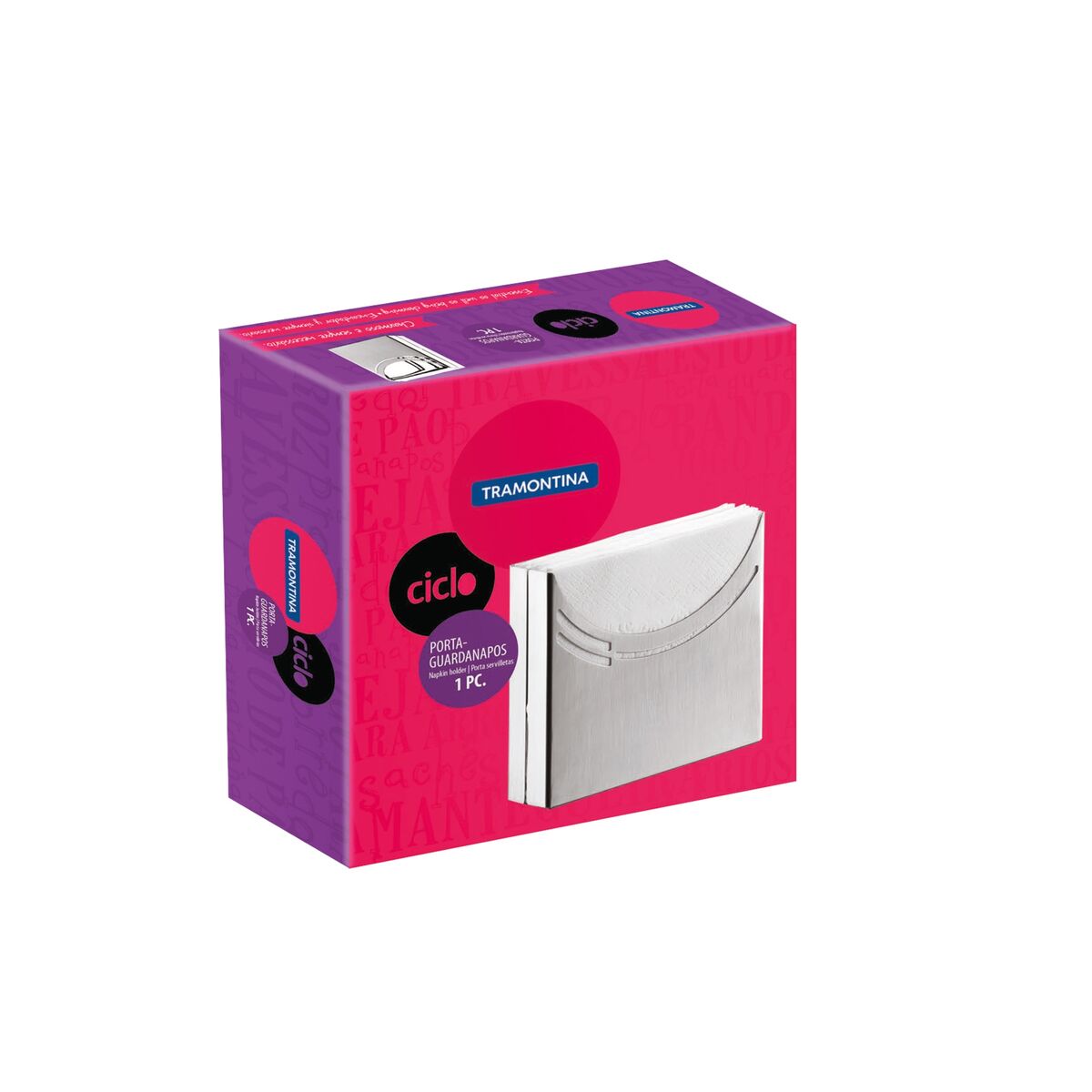 Tramontina Ciclo stainless steel napkin holder with hollowed-out details